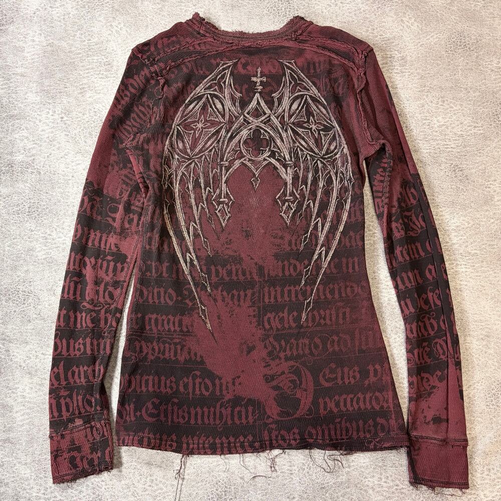 Affliction Reversible Burgundy Ribbed Long Sleeve